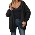 thumbnail image 3 of Gyexs Women Open Front Cardigans Trendy Fall Long Sleeve Drop Shoulder Soft Knit Slouchy Sweater Winter Outerwear 2025 (Black, Size One Size), 3 of 6