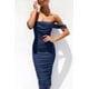 thumbnail image 5 of Vestido PRETTYGARDEN 2025 con Hombros Descubiertos y Fruncido Azul Marino M, 5 of 7