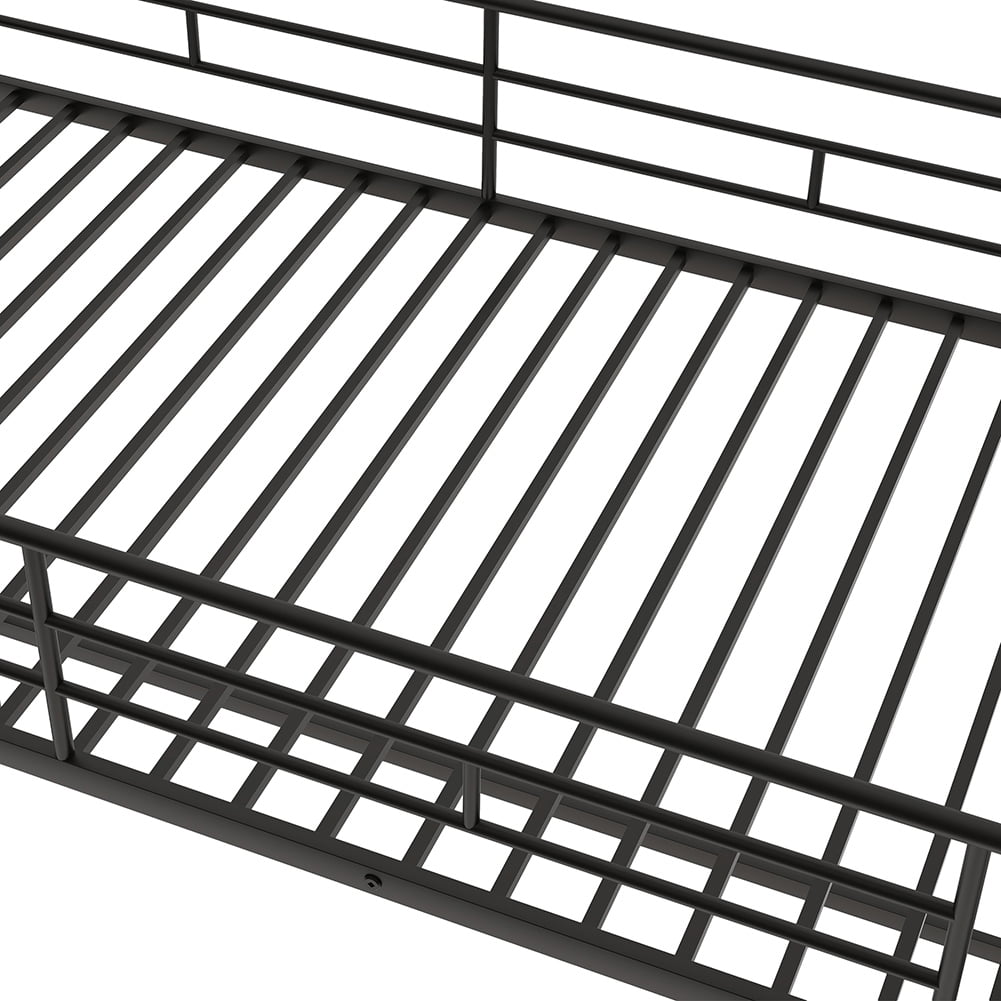 Kadyn Twin Loft Bed, Metal Bed with Rails & Ladders on Both Sides, Black