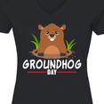 thumbnail image 4 of Inktastic Groundhog Day with Cute Groundhog Illustration Women's V-Neck T-Shirt, 4 of 5
