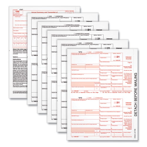 1099-INT Tax Forms for Inkjet/Laser Printers, Fiscal Year: 2023, Five-Part Carbonless, 8 x 5.5, 2 Forms/Sheet, 24 Forms Total 1099-INT Tax Forms for Inkjet/Laser Printers, Fiscal Year: 2023, Five-Part Carbonless, 8 x 5.5, 2 Forms/Sheet, 24 Forms Total