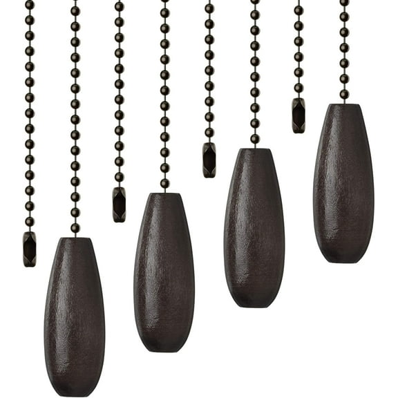 Ceiling Fan Chain Pulls Pack of 4, Wooden Pull Chain Extension Pull Chain for Ceiling Light Lamp Fan Chain (Coffee Color)