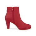 thumbnail image 3 of BLISSFUL STEP Women's Block Heel Platform Ankle Boots Red 7.5, 3 of 7