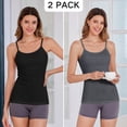 thumbnail image 4 of ANFERRY Womens Cotton Camisoles with Shelf Bra Solid Basic Spaghetti Straps Tank Tops Camis Pack of 2, 4 of 12