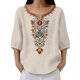 thumbnail image 4 of Neewe Women's Embroidered Tops 3/4 Sleeve Traditional Boho Shirts for Women V Neck Peasant Tunic Blouses, 4 of 8