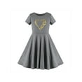thumbnail image 1 of Robe Fille Grise Papillon Cœur Saint-Valentin Coton Doré 6 Ans, 1 of 8