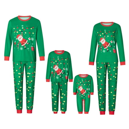 

Tsseiatte Christmas Family Pajamas Matching Set Santa Claus Print Long Sleeve Tops and Pants Loungewear Soft Sleepwear