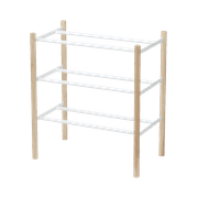 Yamazaki Home Expandable Shoe Rack, White, Steel,  Holds 12 to 16 shoes, Supports 19.8 pounds, Expandable
