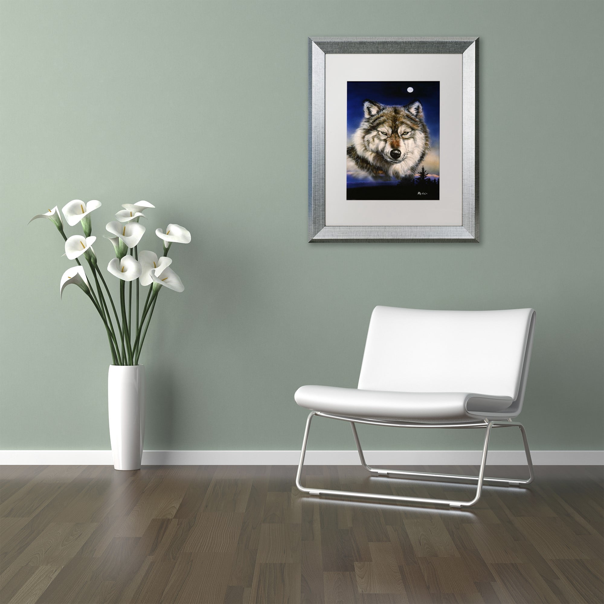 Trademark Fine Art 'Endangered' Canvas Art by Jenny Newland, White Matte, Silver Frame