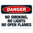 thumbnail image 1 of No Smoking, No Lights No Open Flames Sign, OSHA Danger Sign, 18x24 Aluminum, 1 of 1