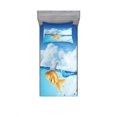 thumbnail image 2 of Ambesonne Blue Fitted Sheet & Pillow Sham Set, Goldfish with Shark Fin, Full, Blue Orange, 2 of 3