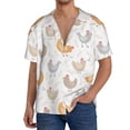 thumbnail image 3 of Vsdgher Funny Chicken Print Men's Wrinkle Free Untucked Cuban Shirt Business Casual Button Down Shirts Short Sleeve Shirt, 3 of 7