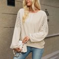 thumbnail image 5 of Bxsruta Womens Long Sleeve Tops Crew Neck Lace Patchwork Loose Casual Pullover Blouses, 5 of 8