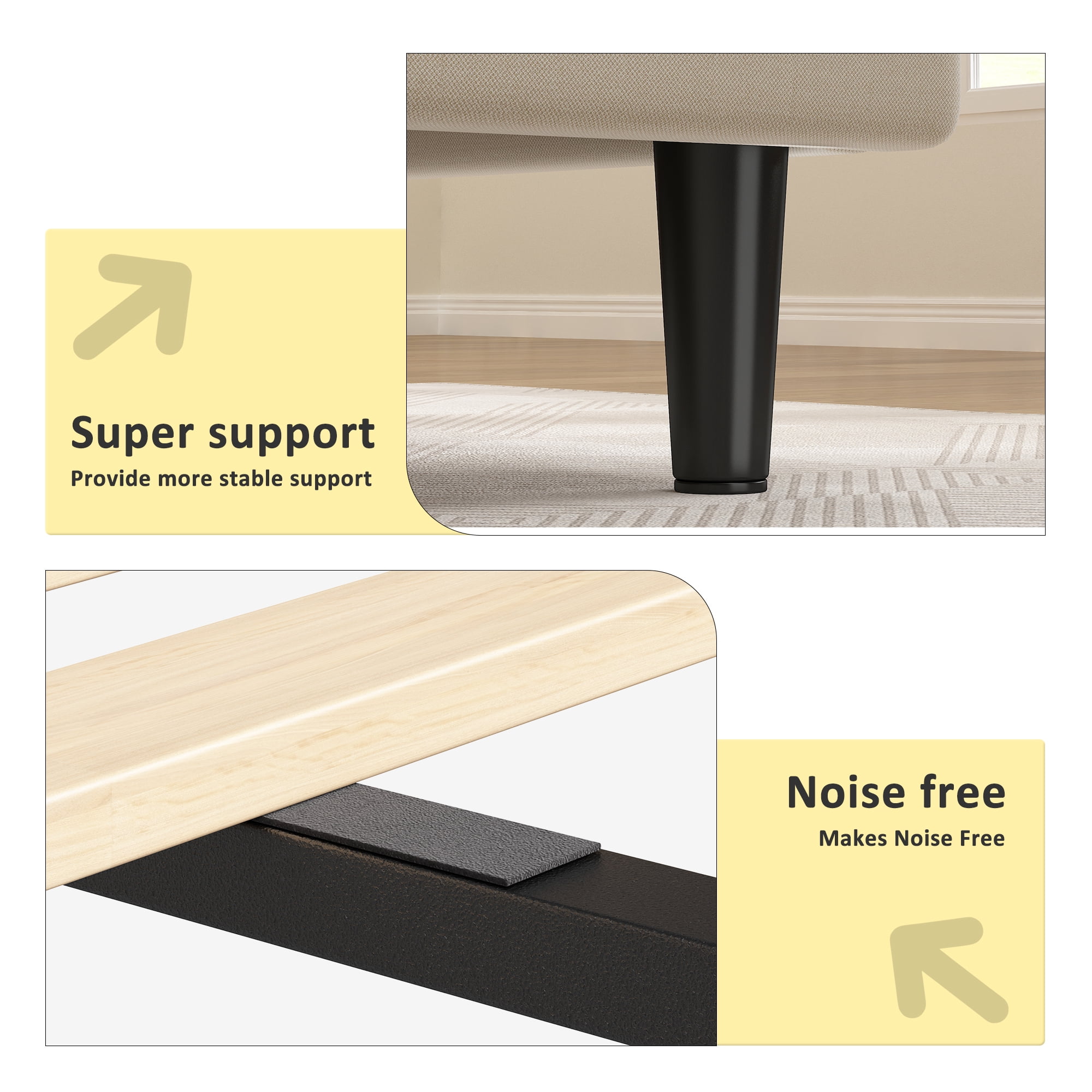 Queen Size Bed Frame with Storage Platform Upholstered Bed Frame with Adjustable Headboard & Charge Station,Beige