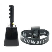 Bundle 9.6 inch Black Bell Black Handle Cowbell with Stick Grip Handle and Black Cowbelt Holster by Stewart Tradingâ?¢