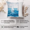 thumbnail image 2 of Ethan Taylor Beach and Coastal Throw Pillow Soft Cushion Cover 'Sailboats at Sea Nautical Watercrafts Sailing Ship' Transitional Pattern Decorative Square Accent Pillow Case, 18x18 Inches, Blue, White, 2 of 5