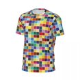 thumbnail image 5 of T Shirt For Men Gym Geo Print Novelty Colorful Checkered Summer Tees O Neck Streetwear Printed Cloth, 5 of 7