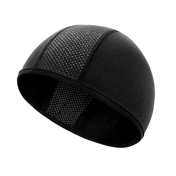 Helmet Liner Cap, Moisture Wicking Breathable Mesh Beanie for Men, Quick Dry Skull Cap for Cycling, Running, Motorcycle Under Helmet, Sports Headwear Sweat Control Black