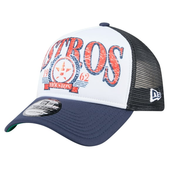 Men's New Era Navy Houston Astros Distressed 9FORTY A-Frame Adjustable Trucker Hat