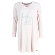 Pillow Talk  Long Sleeve V-Neck Nightgown with Verbiage (Women's)