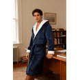thumbnail image 4 of Lollipie Mens Plush Fleece Hooded Robe, Long Warm Shawl Collar Bathrobe with Pockets, 4 of 7