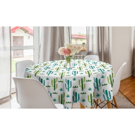 

Cactus Round Tablecloth Watercolor Style Botanical Pattern with Prickle Plant Cacti and Herbs Image Circle Table Cloth Cover for Dining Room Kitchen Decor 60 Multicolor by Ambesonne