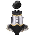 thumbnail image 4 of TiaoBug Sequins Jumpsuit for Girls Jazz Dance Performance Outfit Sleeveless Striped Tutu Dress with Sequin Hat Black 14, 4 of 6