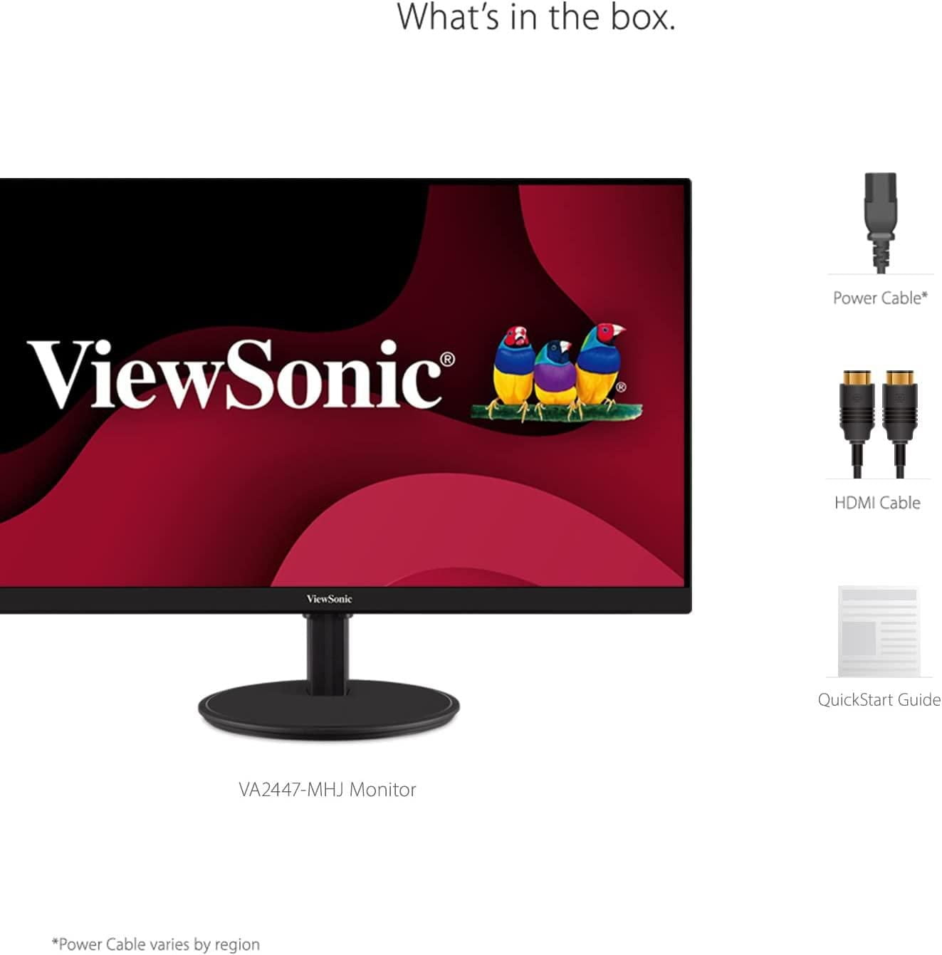 ViewSonic VA2447-MH 24 Inch Full HD 1080p Monitor with Ultra-Thin Bezel, Adaptive Sync, 60Hz, VESA, and HDMI, VGA Inputs for Home and Office