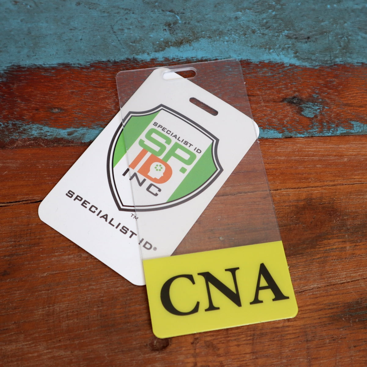 5 Pack - Clear CNA Badge Buddy Vertical - Hospital & Nurse ID Backer Cards - Transparent Title/Role Identifier - Wear Behind Medical Name Badge on I’D Reel or Lanyard by Specialist ID (Yellow)