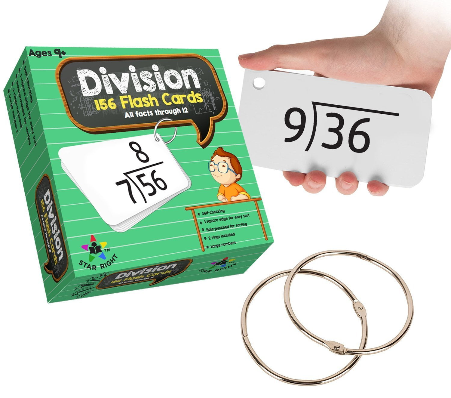 Learning & Education Subtraction and Division All Facts 0-12 with Rings  Addition Star Right Math Flash Cards Multiplication Flash Cards
