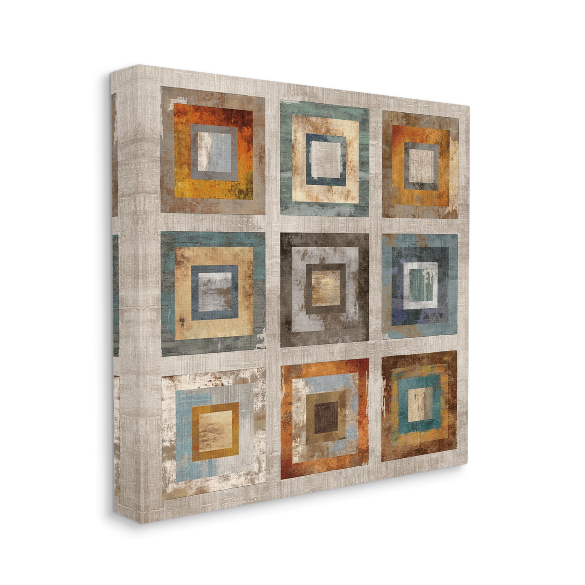 Stupell Industries Layered Square Collage Industrial Rust Tones Abstract Shapes, 36 x 36,Design by Cam Richards