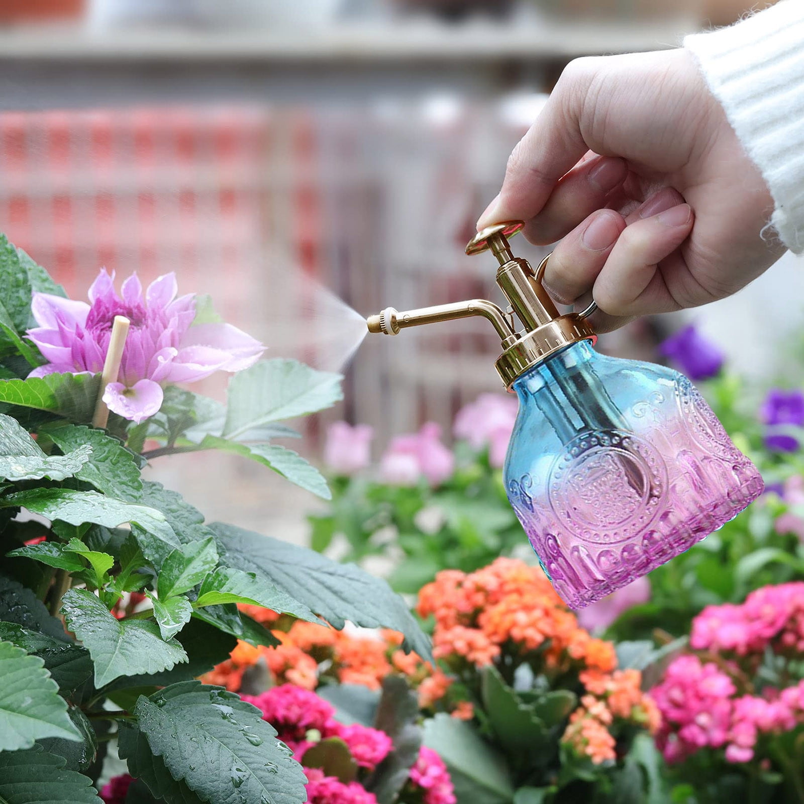 LYINGF Gardening Retro Glass Watering Can Pressure Spray Watering Watering Can,Handheld Spray Bottle for Garden Plants Cleaning Solutions Outdoor Indoor Gardening and Cleaning Work