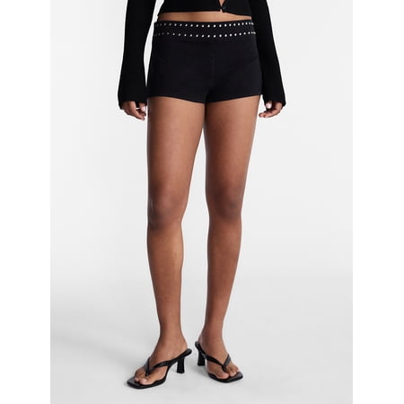 No Boundaries Studded Micro Shorts, 1.5'' Inseam, Women's Sizes XXS-XXL