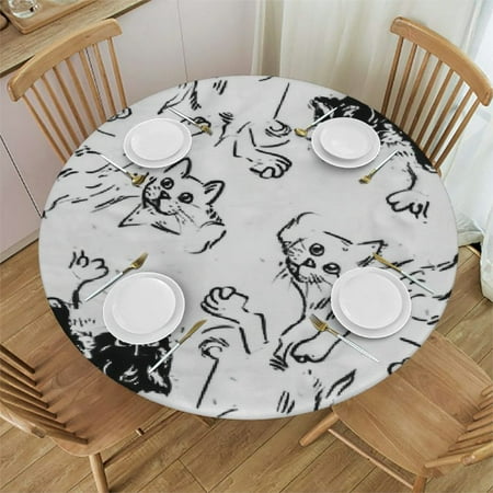 

BCIIG Cats Dogs Round Table Cover Stain Resistant & Washable Indoor Outdoor Tablecloth for Kitchen Dining Wedding Parties 100% Polyester Fiber Various Sizes Available 46 -50