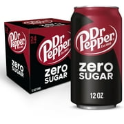 Dr Pepper Zero Sugar Soda Pop, 12 fl oz, 24 Pack Cans