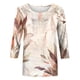 thumbnail image 4 of ICHUANYI Liquidación Camiseta estampada de moda para mujer Blusa de mangas 3/4 Tops casuales con cuello redondo ICHUANYI WER202308255255, 4 of 5