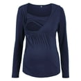 thumbnail image 1 of T-shirt de Maternité Irrégulier à Ourlet Doux pour Femmes, Manches Longues, Col Rond, Basique, Allaitement, 1 of 4