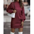 thumbnail image 2 of QIYULANC Women's Turtleneck Sweater Dress - Long Sleeve Solid Midi Dress, Elegant Casual Knit Dress for Fall/Winter, 2 of 8