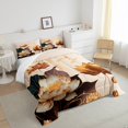 thumbnail image 4 of White Beige Gold Floral Comforter Set Queen Chic Lotus Bedding Set, Gradient Leaves Down Comforter Modern Artwork Bed Set, Botanical Theme Quilted Duvet Aesthetic Art Bedroom Decor 3pcs, 4 of 6