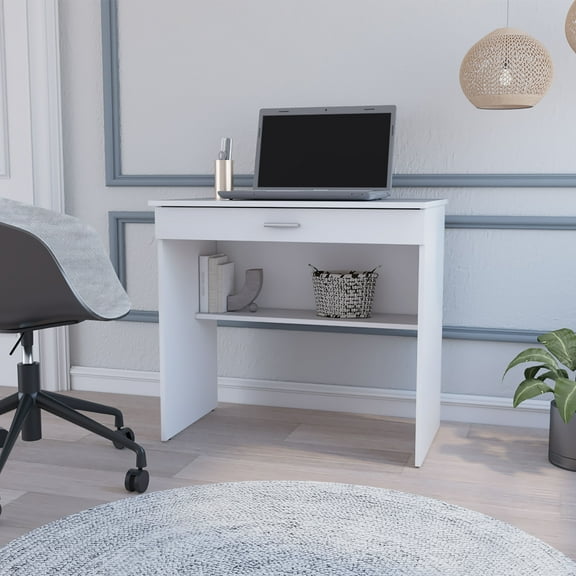 Kaylor 31 Inch Storage Desk with Drawer and Shelf