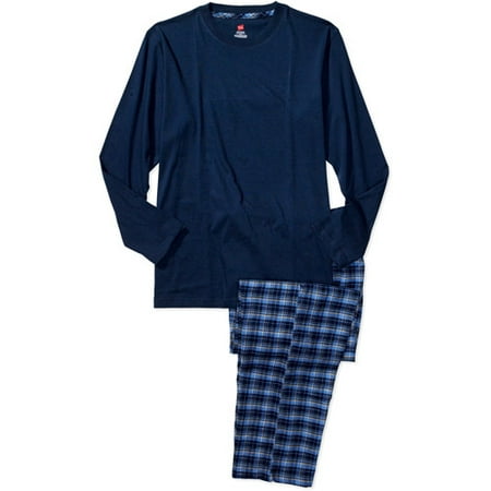 Hanes - Men's Long-Sleeve Crew Tee and Flannel Pajama Pants
