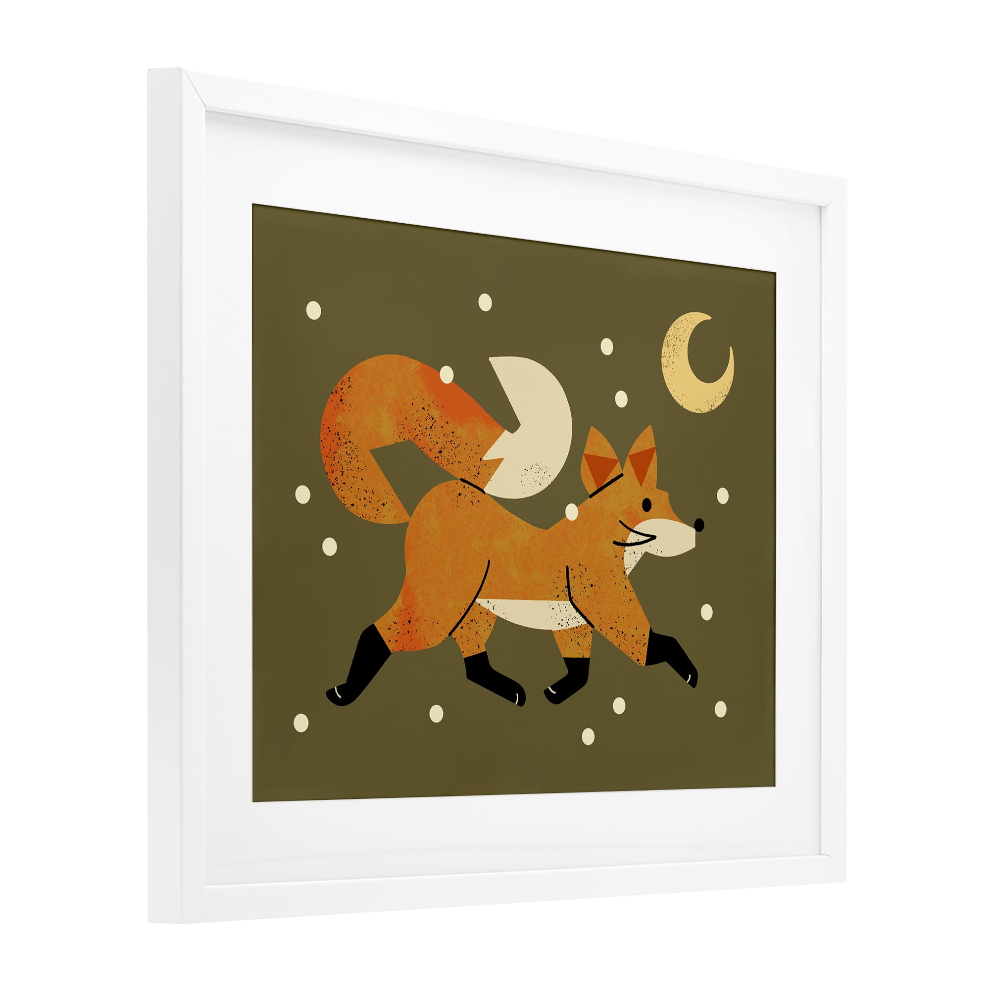 Stupell Industries Wandering Winter Fox White Framed Print Under Glass, design by Renea L. Thull