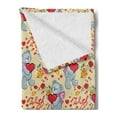 thumbnail image 2 of Valentine's Day Soft Flannel Fleece Blanket, Romantic Cartoon Teddy Bears Holding Hearts Blooming Roses with Love Texts, Cozy Plush for Indoor and Outdoor Use, 70" x 90", Multicolor, by Ambesonne, 2 of 5