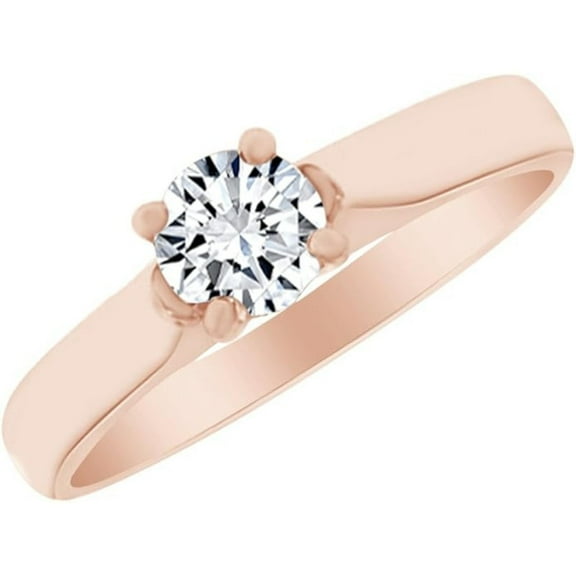925 Sterling Silver 14K Rose Gold Finish Engagement Rings Round Cut Solitaire Wedding Promise Rings for Women