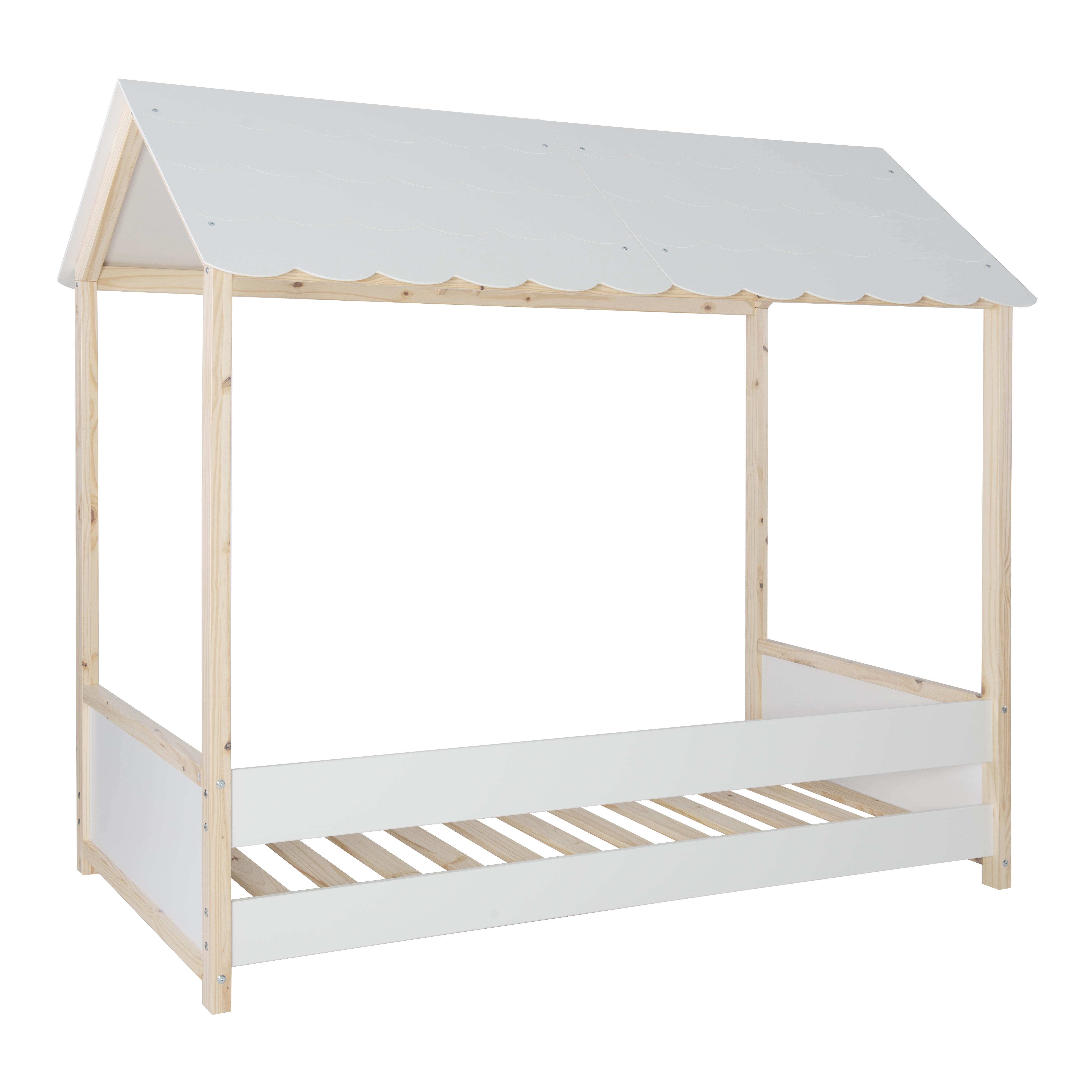 Powell Allyson Kid's Playhouse Bed with Adjustable Canopy, Twin, White