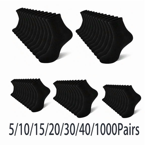 20Pairs Black 5 Pairs/10Pairs Summer Casual Couple's Stockings Tennis Socks Sweat Absorbing Breathable For Home Use Tubesocks