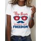 thumbnail image 1 of Women's Patriotic July 4th T-Shirt - Flip Flops, Fireworks & Freedom Graphic Design, Red White Blue Casual Short Sleeve Crew Neck Top, Perfect for Independence Celebrations & Summer Outfits, 1 of 6