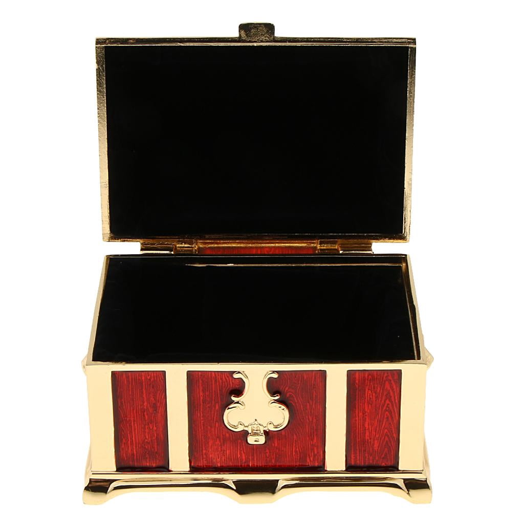 Vintage Cat Enamel Jewelry Box - Hand-Painted Trinket Organizer With Rhinestones, Red Decorative Treasure Box
