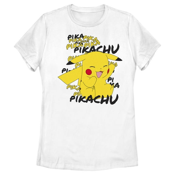 Women's Pokemon Pikachu Laughing Graphic Tee White Medium