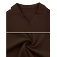 thumbnail image 5 of JYLFC Women's Long Sleeve Polo V Neck T Shirts Fall Ribbed Knit Slim Fitted Collared Tops, Brown M, 5 of 8
